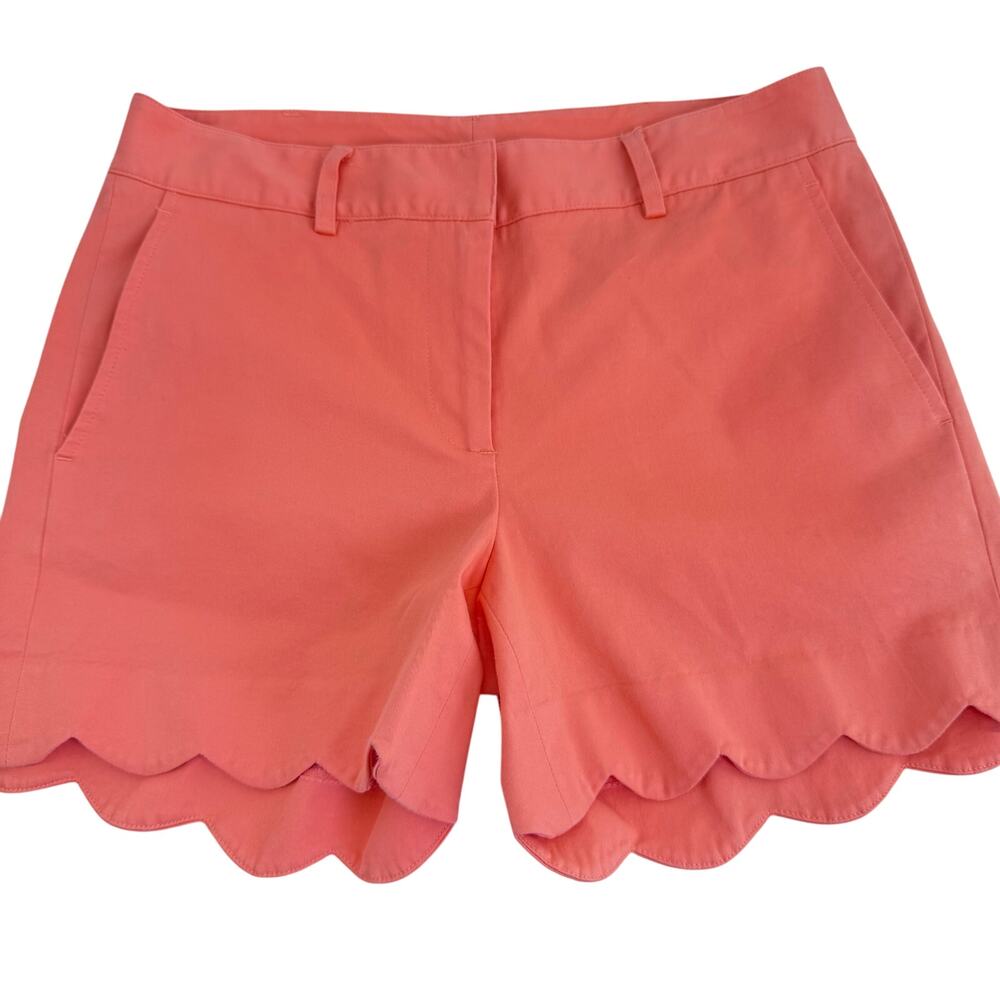 J McLaughlin Coral Scallop Hem Tailored Shorts High Rise Preppy Chic Size 4 - Picture 5 of 6